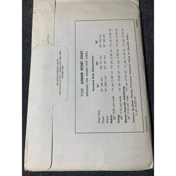 Kwik Sew Boys Junior Sport Coat Sewing Pattern Chest sz 26-30 369 - uncut - Picture 4 of 10